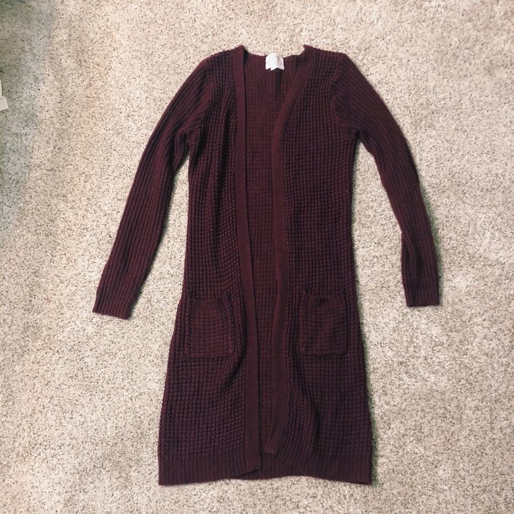 Burgundy Long Cardigan